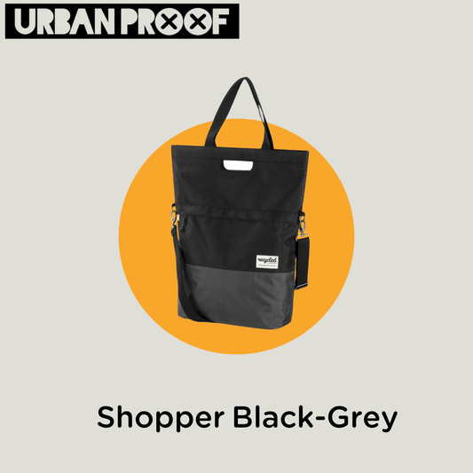 UrbanProof - Fietstas gerecyclede shopper - black & Grey